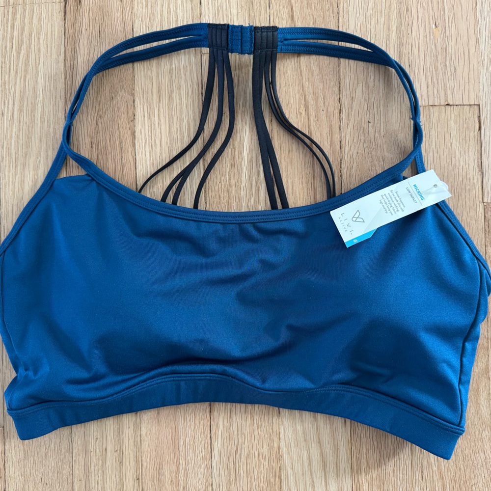 Lane Bryant Livi Active Blue Strappy Low Impact Sports Bra Size 16